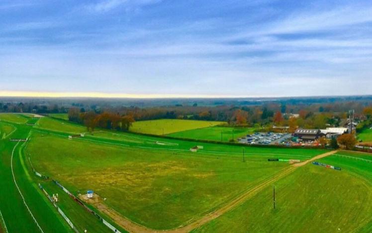 Aerial view of the Fontwell Park Racecourse.