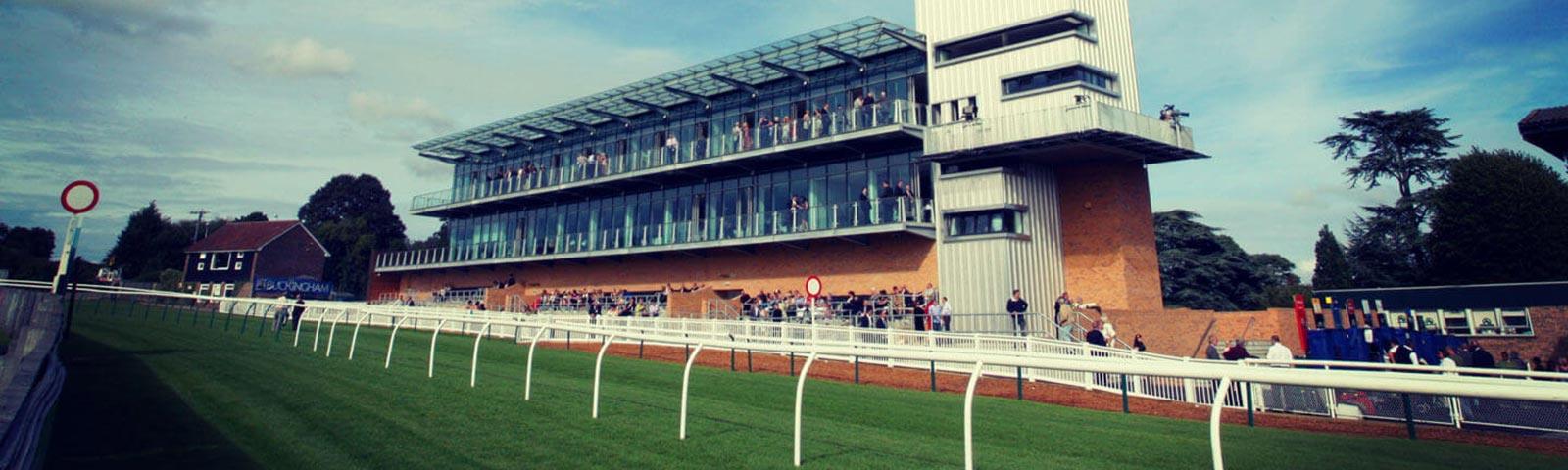 A view of the main grandstand at Fontwell Park.