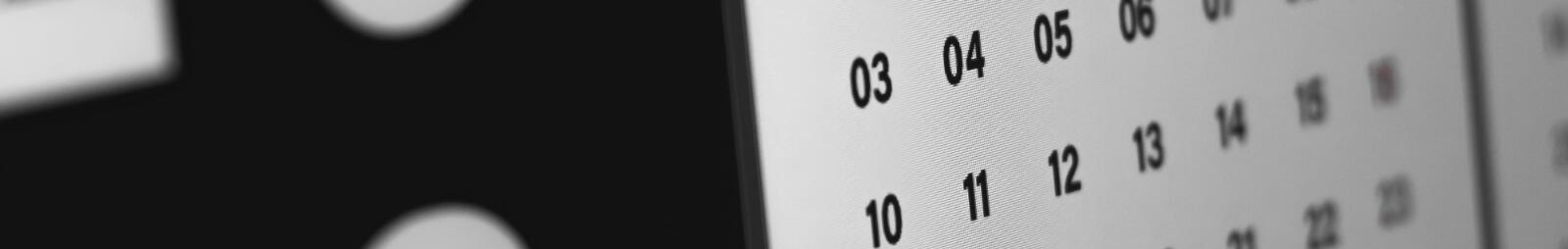 A close up of a calendar